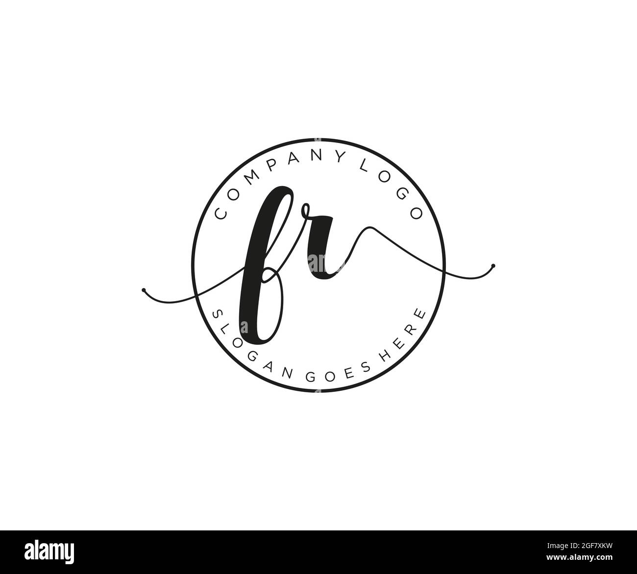 FR Feminine logo beauty monogram and elegant logo design, handwriting logo of initial signature, wedding, fashion, floral and botanical with creative Stock Vector