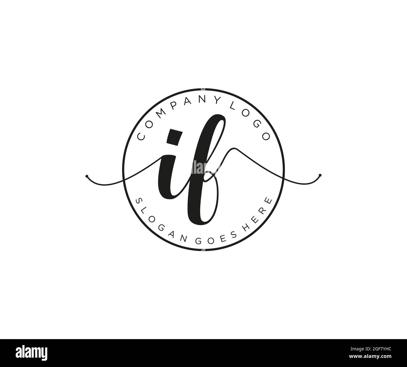 IF Feminine logo beauty monogram and elegant logo design, handwriting ...