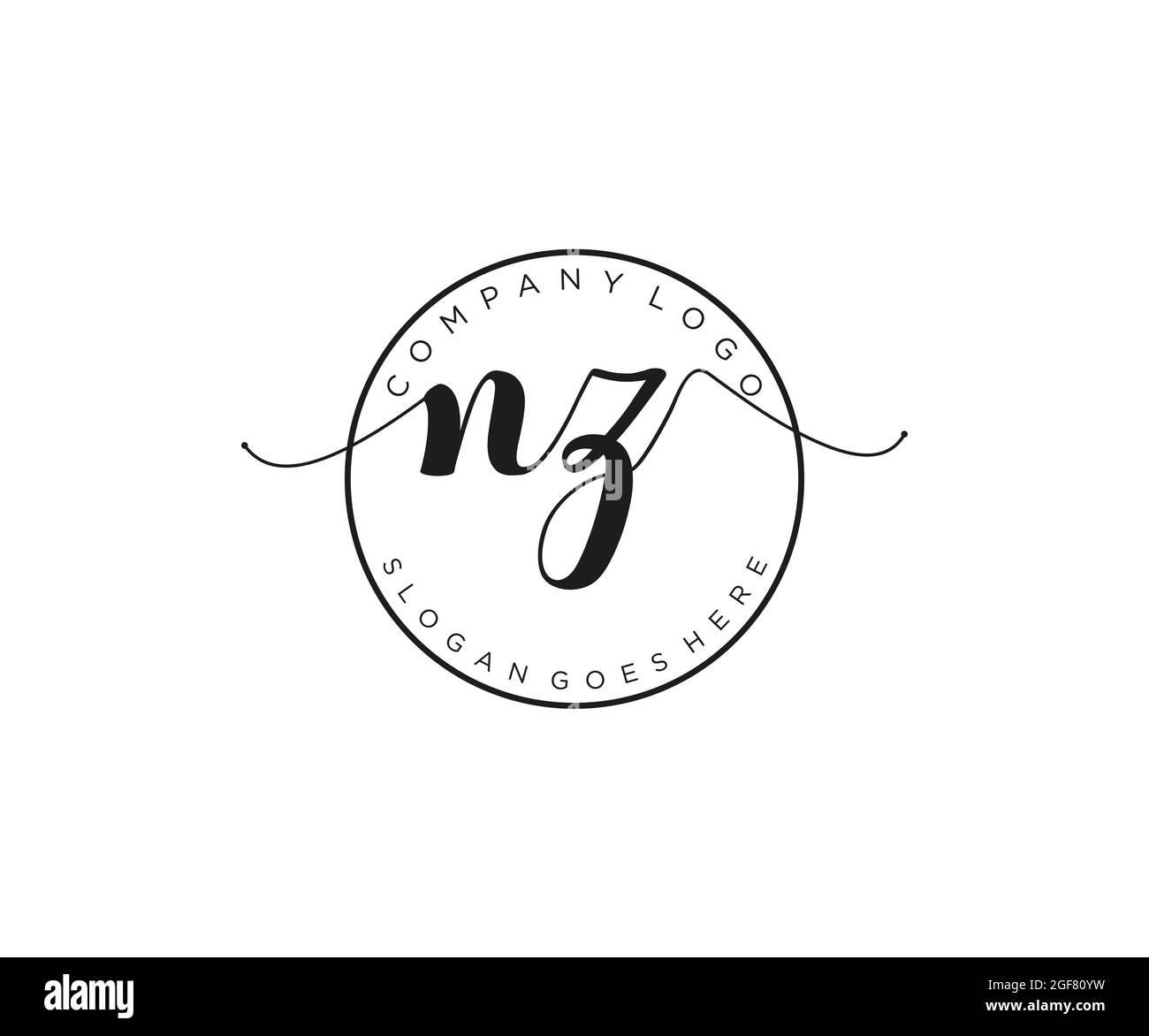 NZ Feminine logo beauty monogram and elegant logo design, handwriting ...