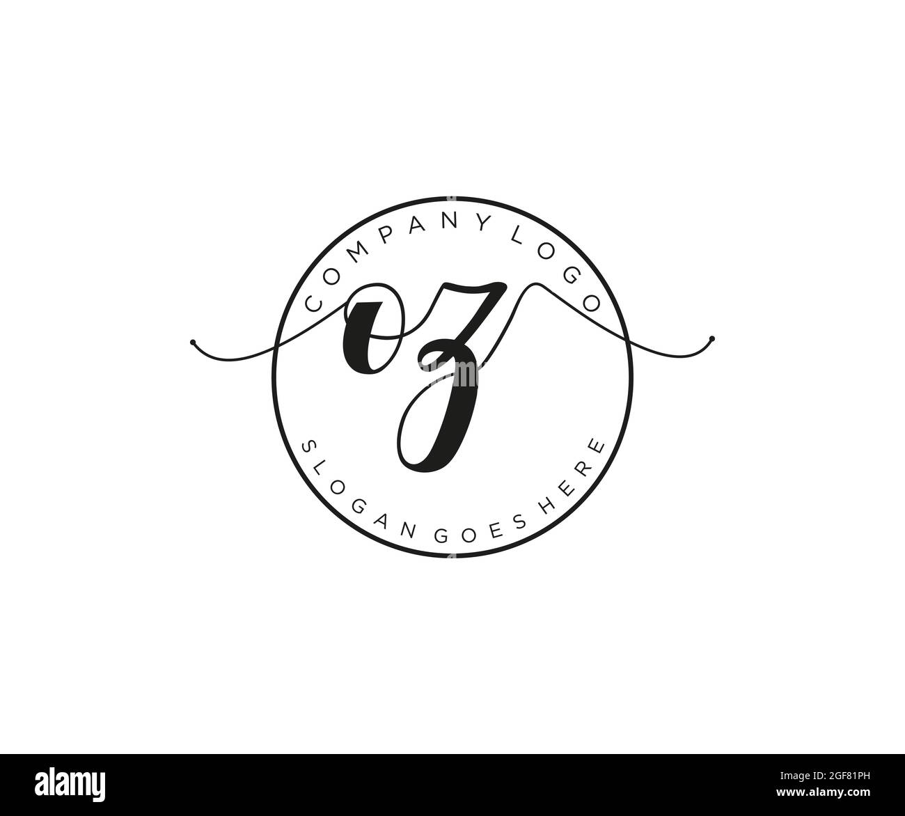 OZ Feminine logo beauty monogram and elegant logo design, handwriting logo of initial signature, wedding, fashion, floral and botanical with creative Stock Vector