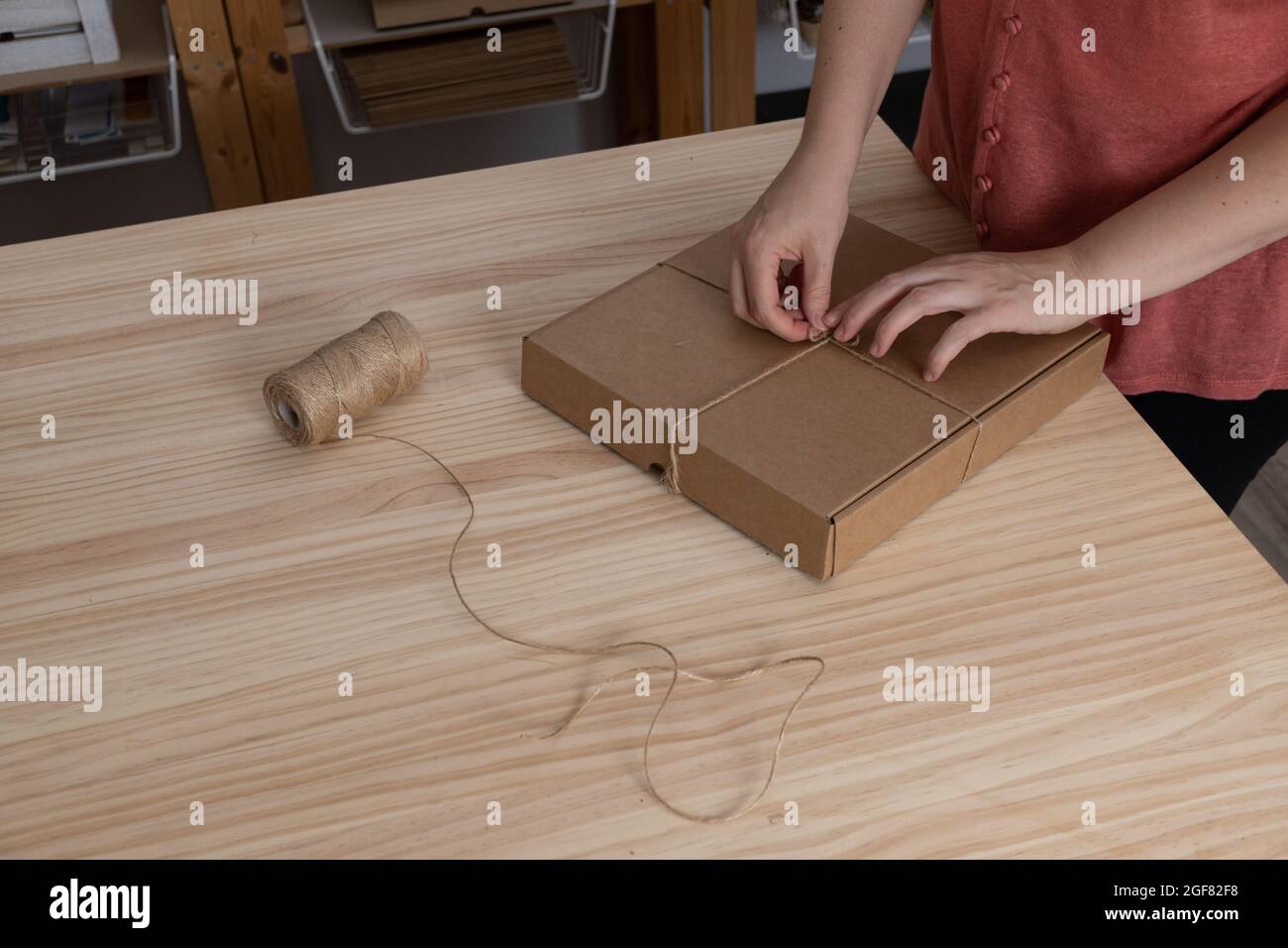 craftswoman working in her workshop Stock Photo