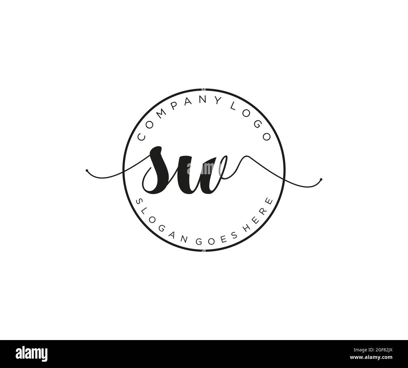 SW Feminine logo beauty monogram and elegant logo design, handwriting logo of initial signature, wedding, fashion, floral and botanical with creative Stock Vector
