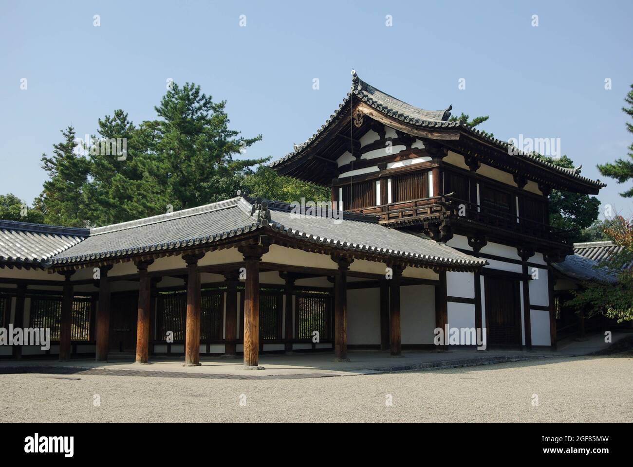 The Sutra Repository (kyozo) of the Western Precinct of Horyuji Temple, Nara Prefecture Japan Stock Photo