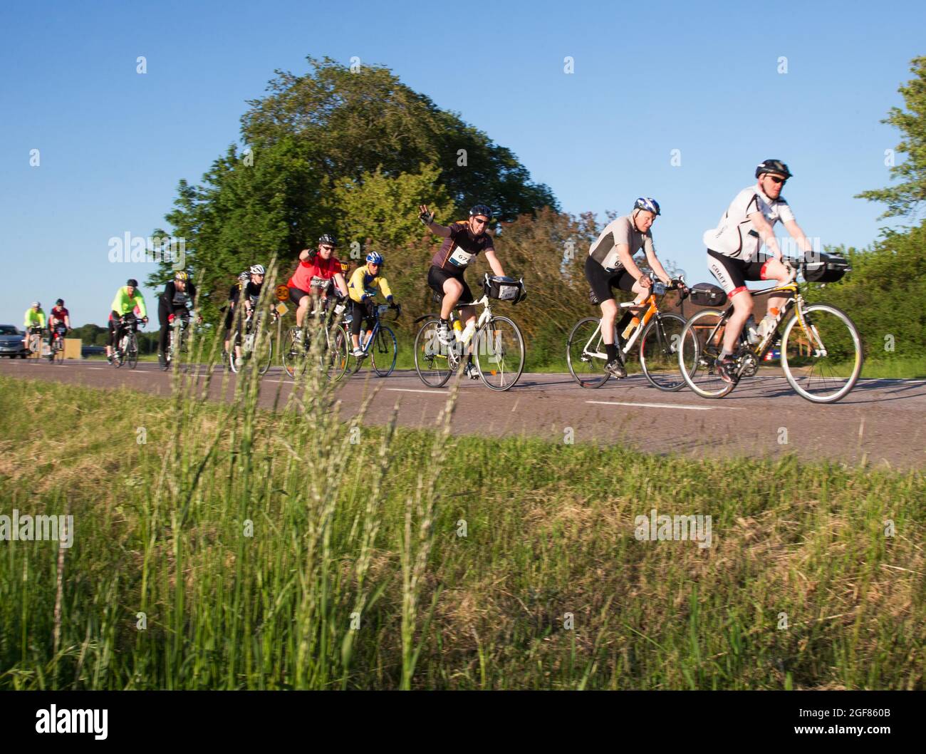 Cyclists during Vätternrundan. Vätternrundan with start and finish in ...