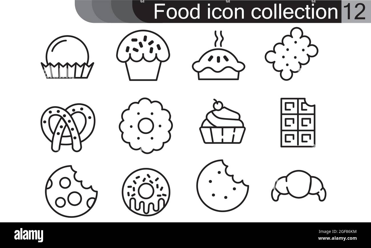 Food icon collection flat style vector illustration. Can be used for web, mobile apps and print media. Stock Vector