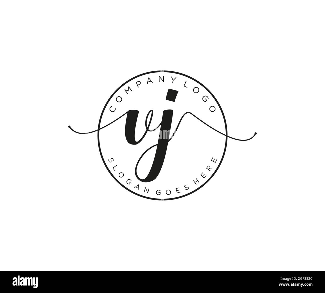VJ Feminine logo beauty monogram and elegant logo design, handwriting logo of initial signature, wedding, fashion, floral and botanical with creative Stock Vector