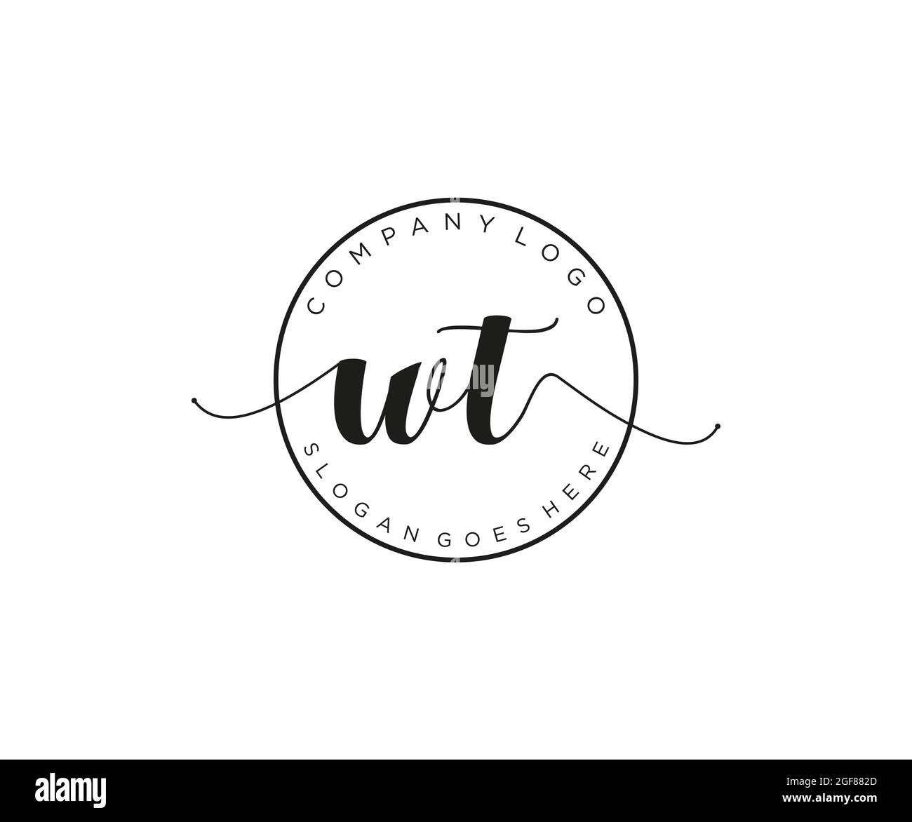 WT Feminine logo beauty monogram and elegant logo design, handwriting logo of initial signature, wedding, fashion, floral and botanical with creative Stock Vector