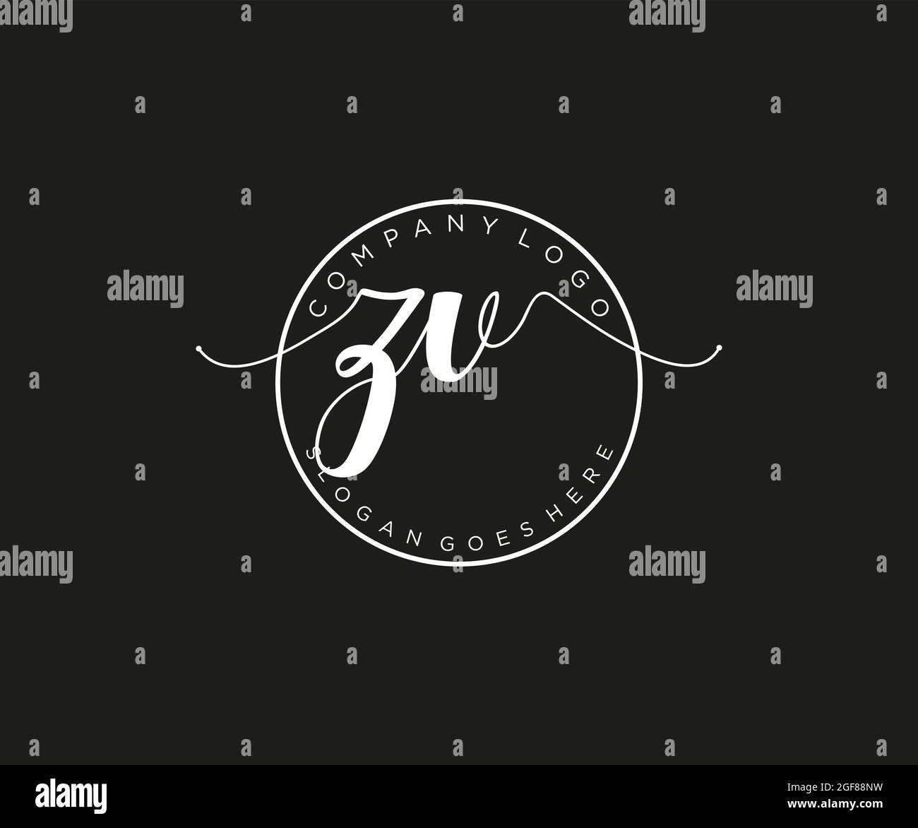 ZV Feminine logo beauty monogram and elegant logo design, handwriting ...