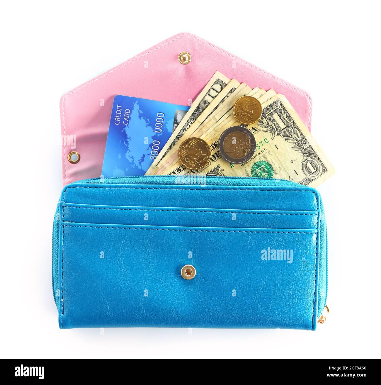 Blue wallet isolated on white Stock Photo Alamy