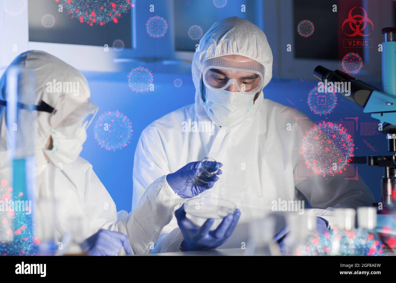 scientists working on coronavirus research at laboratory Stock Photo