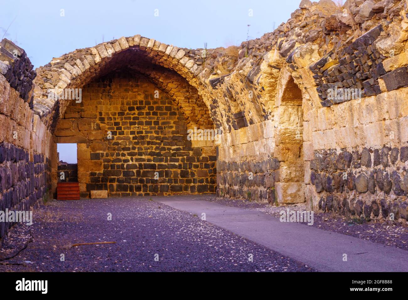 View of the remains of the crusader Belvoir Fortress (Kochav HaYarden, Jordan Star), now a national park. Northern Israel Stock Photo