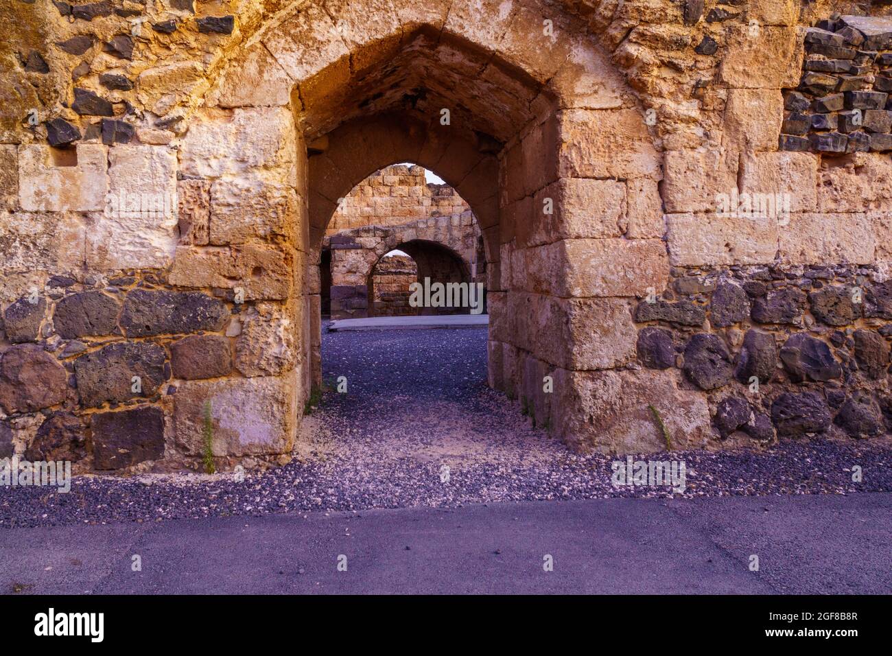 View of the remains of the crusader Belvoir Fortress (Kochav HaYarden, Jordan Star), now a national park. Northern Israel Stock Photo