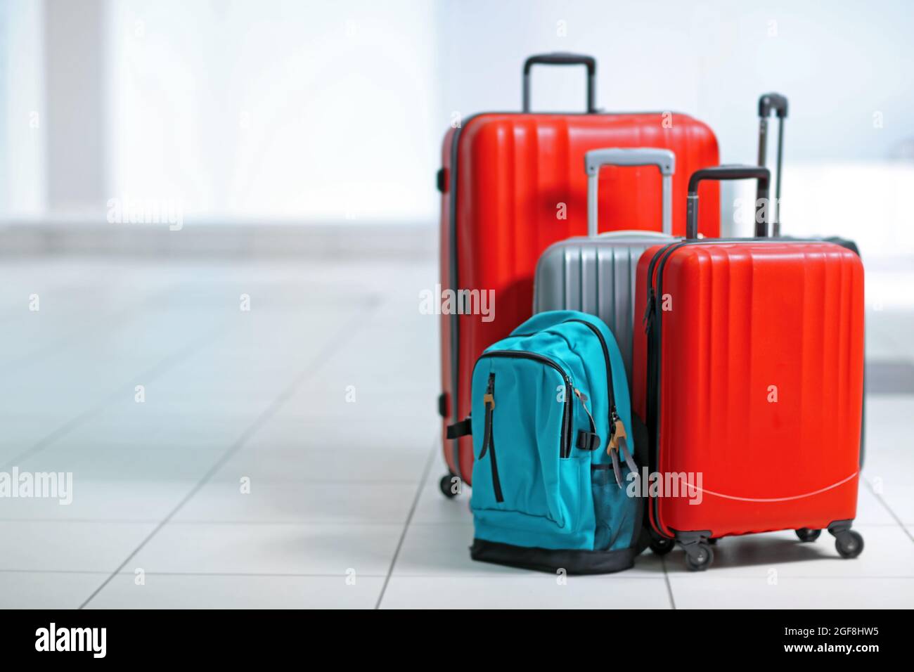 Plastic suitcase turquoise color on 