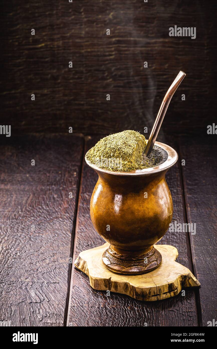 Chimarrão with yerba mate, a traditional drink from Brazil and South  America, served hot Stock Photo - Alamy