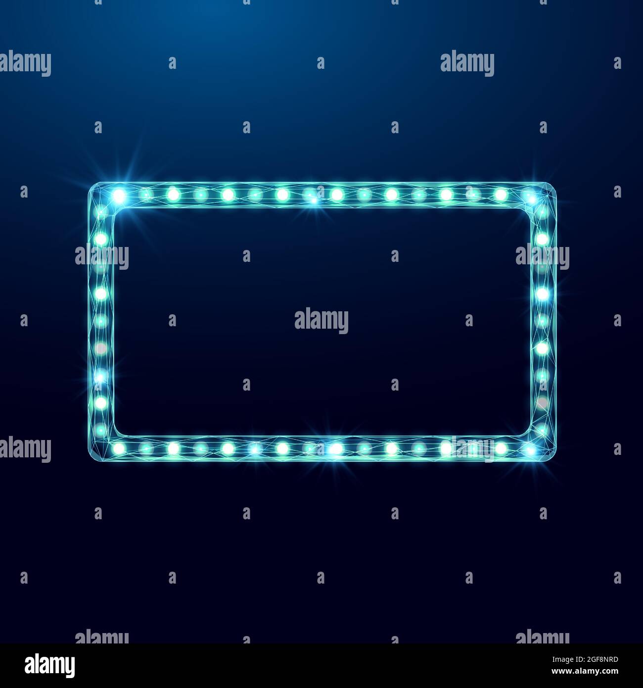 Wireframe light billboard, low poly style. Abstract modern 3d vector illustration on dark blue background. Stock Vector