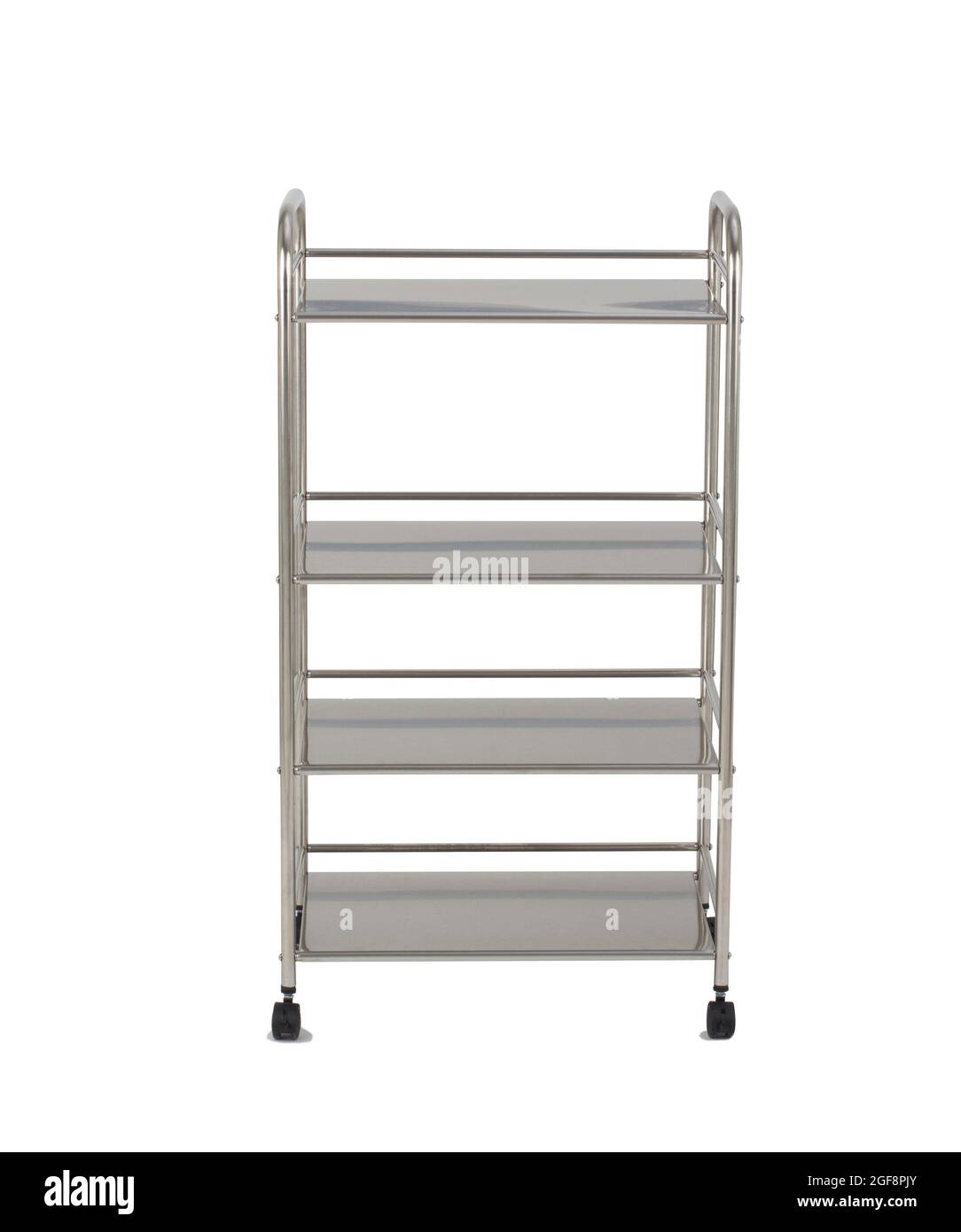 Stainless steel racks with wheels isolated on white background Stock