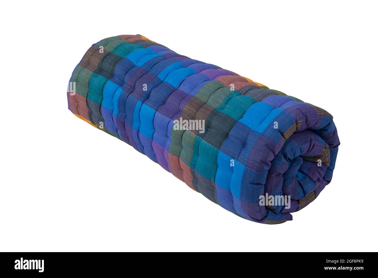 Roll of colorful mattress isolated on white background Stock Photo