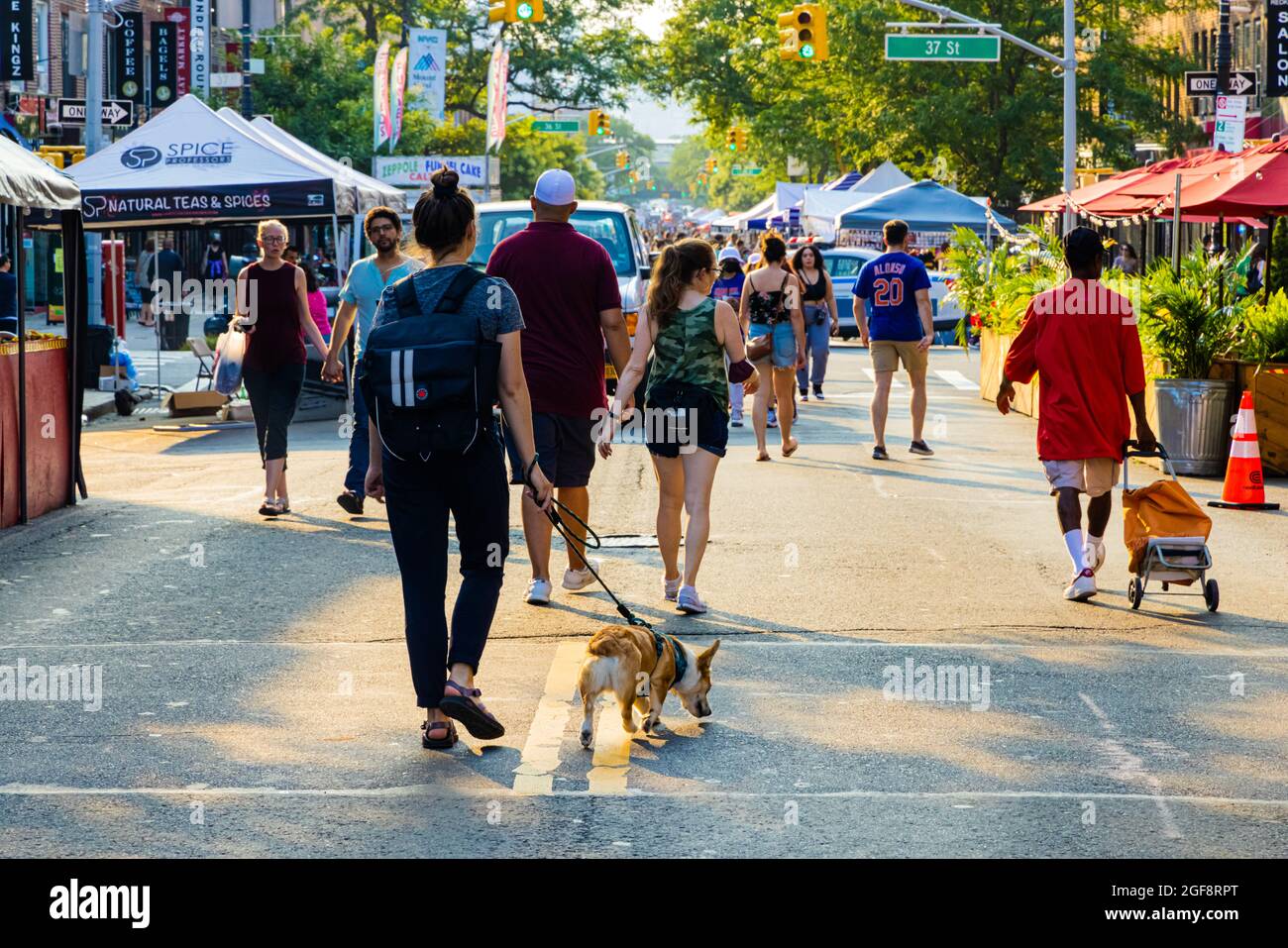 QUEENS, UNITED STATES - Jul 26, 2021: The people walking at the Astoria