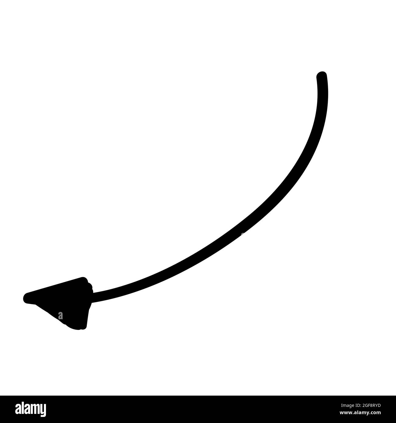black curved arrow. doodle vector element illustration Stock Vector