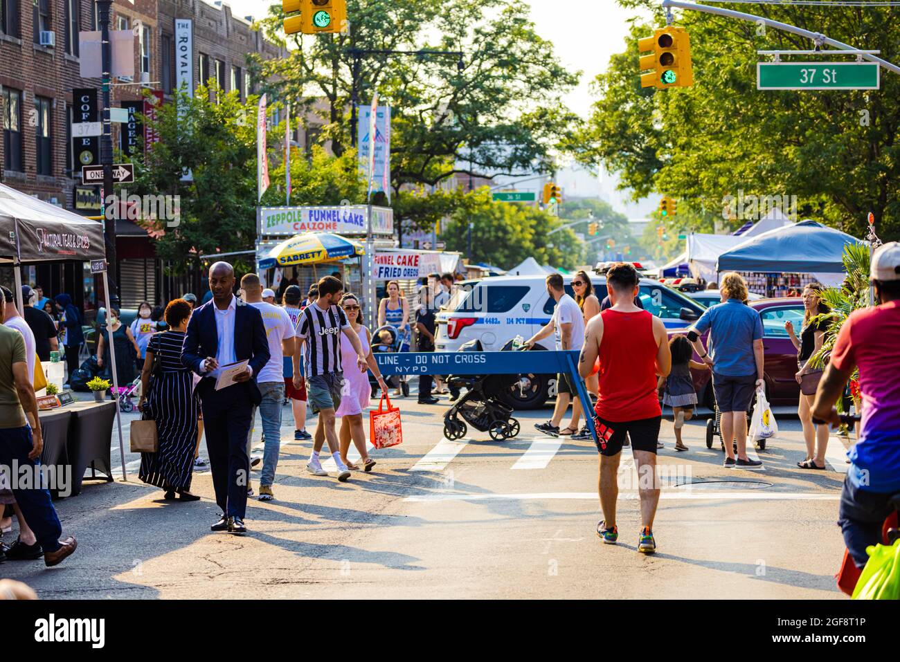 QUEENS, UNITED STATES - Jul 26, 2021: The Astoria street fair and fruit