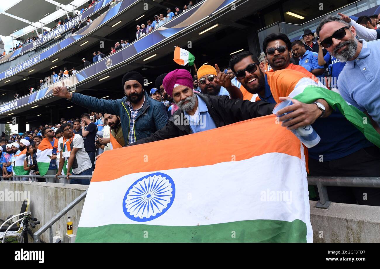 Indian cricket fans supporters India v Bangladesh ICC Champions Trophy 15/06/2017 Stock Photo