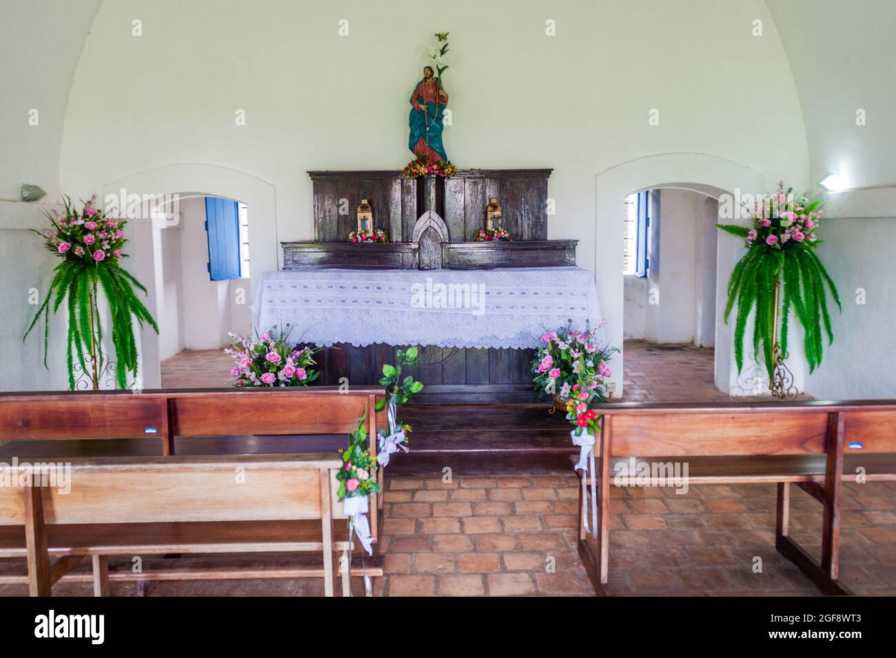 MACAPA, BRAZIL - JULY 31, 2015: Interior of a small chapel in St. Joseph (Sao Jose) fortress in Macapa, Brazil Stock Photo