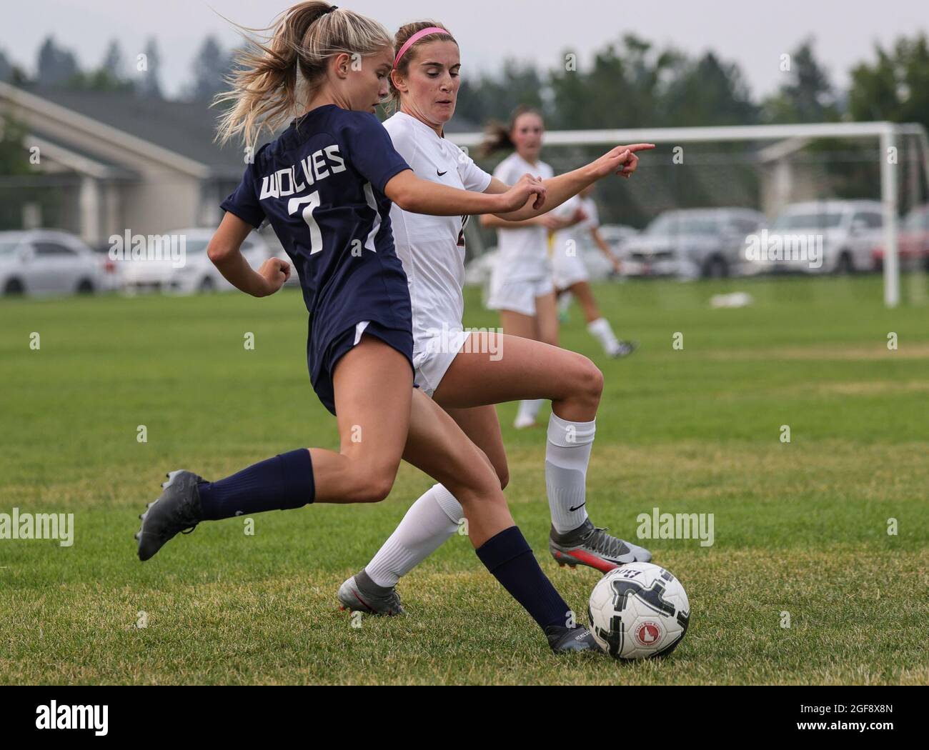 Soccer action with Sandpoint vs Coeur d'Alene High School in Coeur d