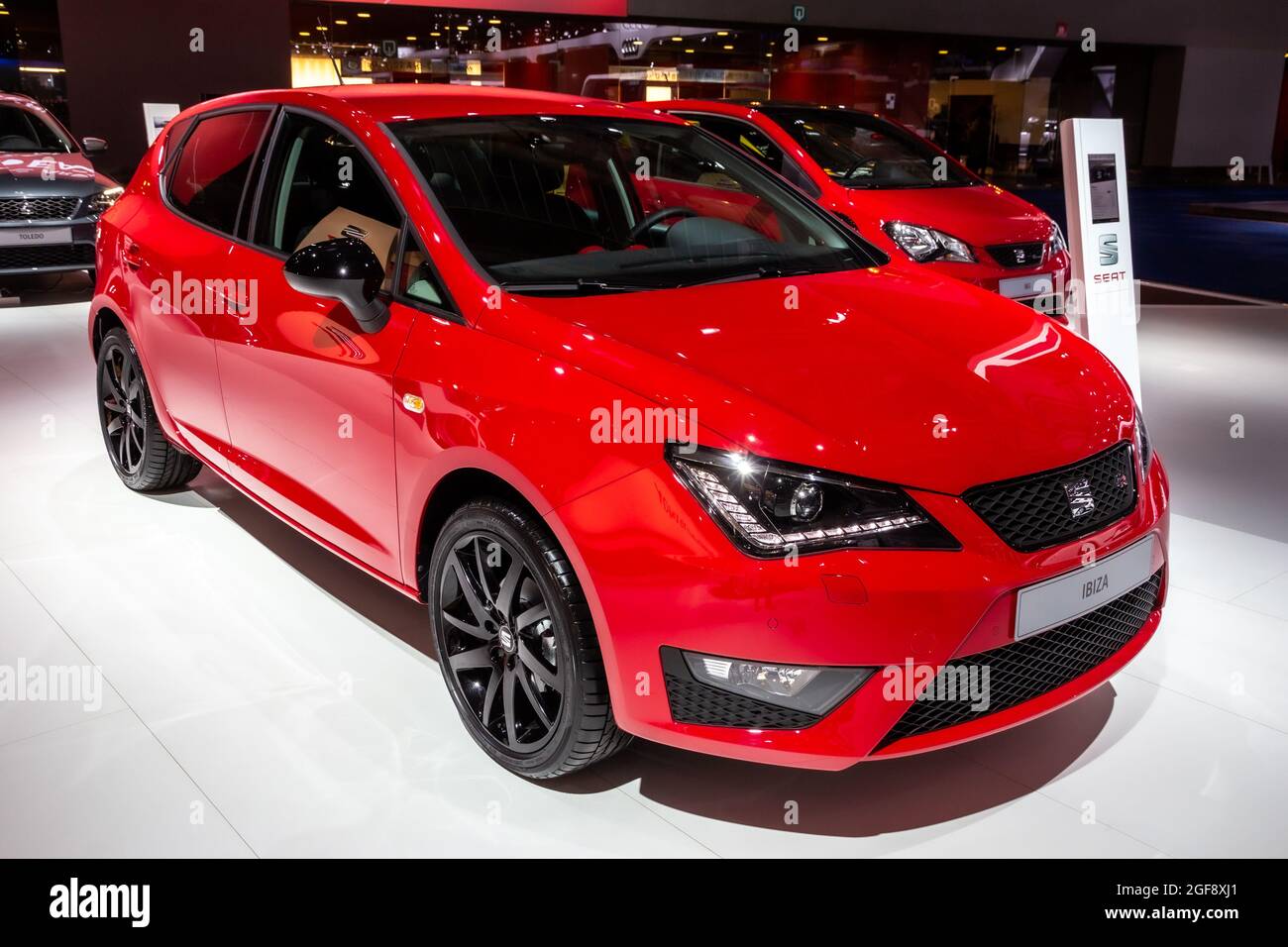 Seat Ibiza FR car showcased at the Brussels Expo Autosalon motor
