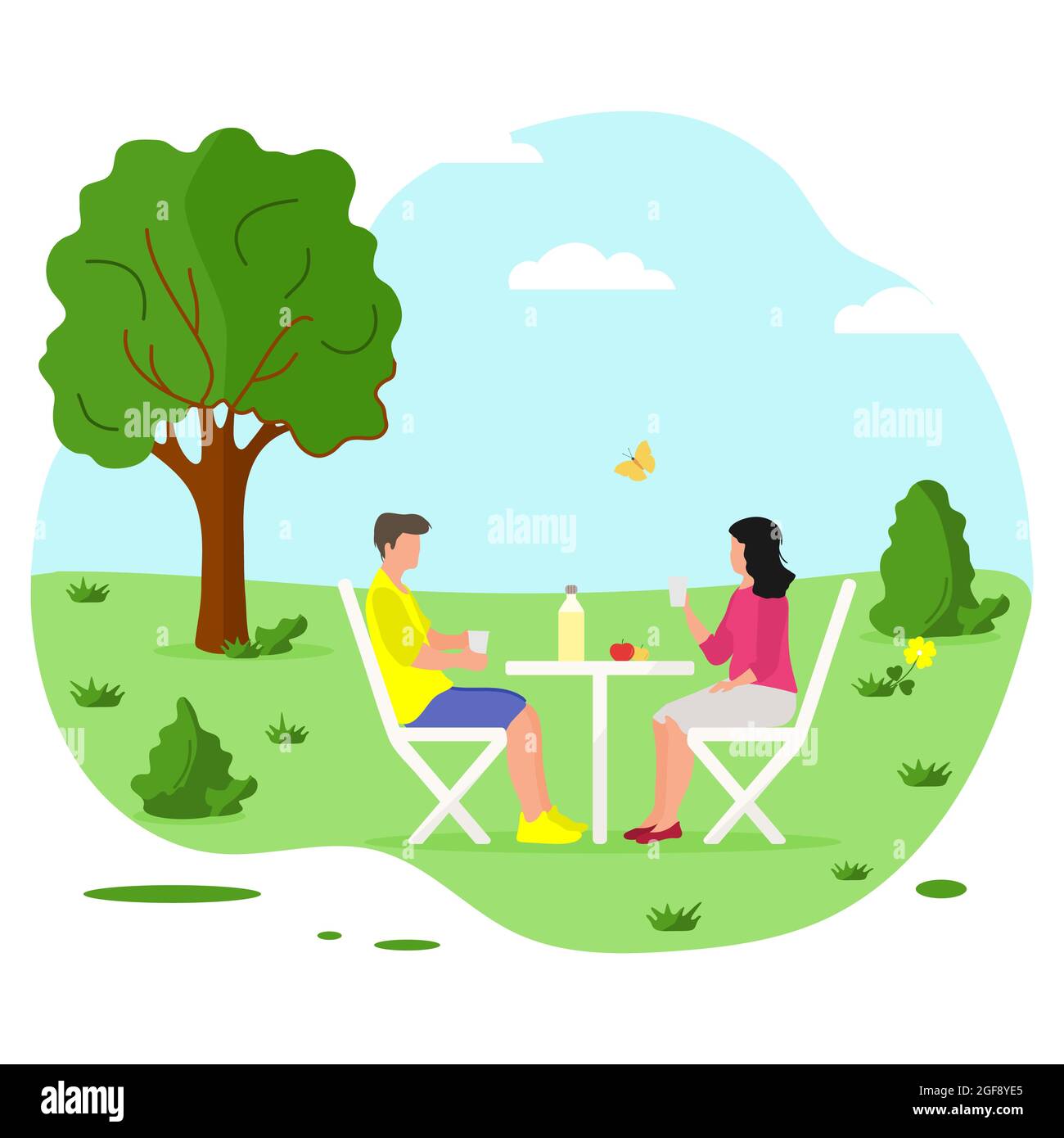 Vector illustration People sit, relax in nature. Travel Lifestyle ...