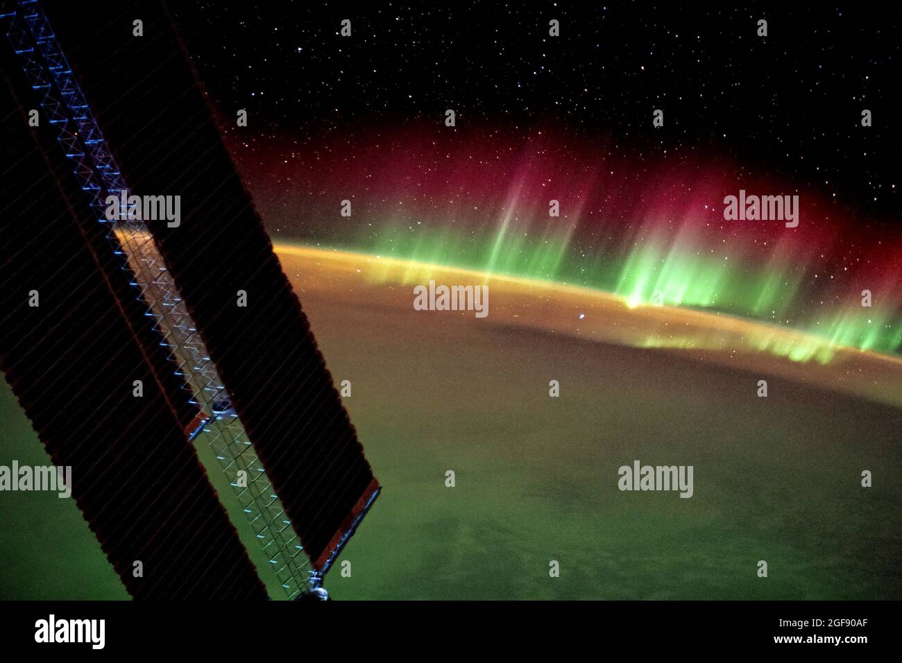Aurora Polaris seen from space. Digital Enhancement. Elements of this image furnished by NASA Stock Photo