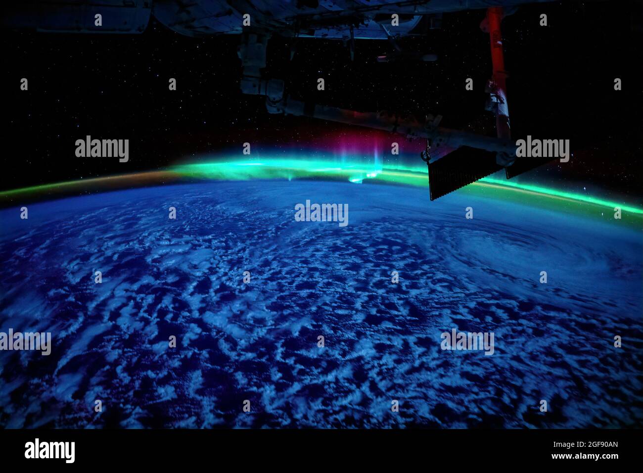 Aurora Polaris seen from space. Digital Enhancement. Elements of this image furnished by NASA Stock Photo