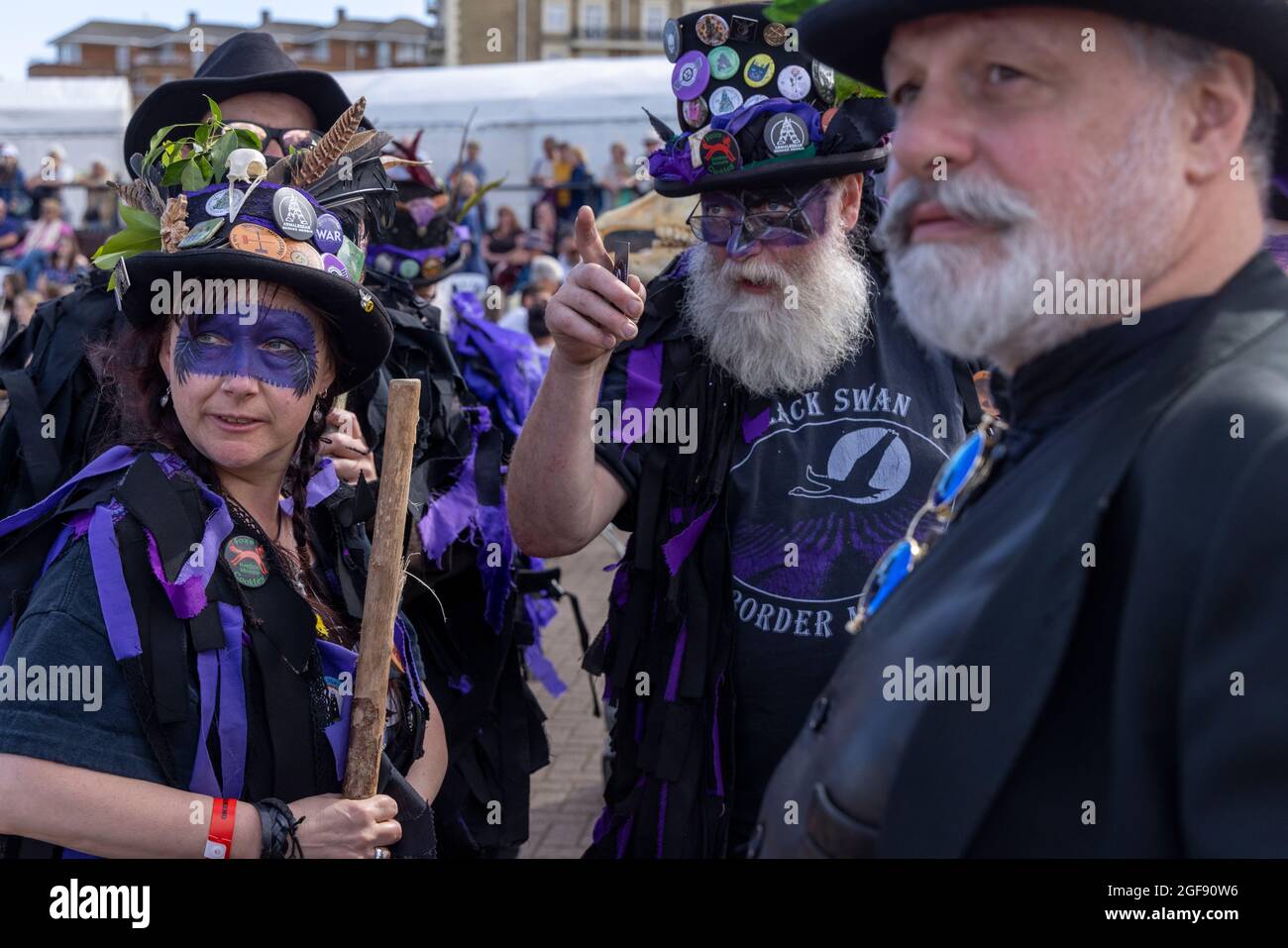 Black Swan Border Morris at Broadstairs Folk Week, August 2021 Stock Photo