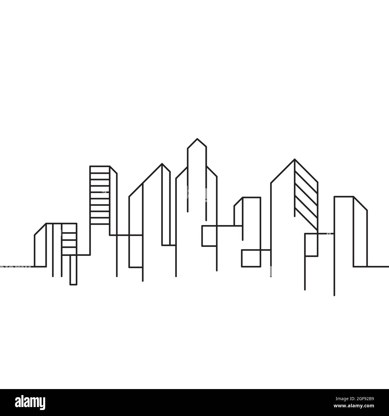 City Building Line art Vector icon design illustration Template Stock Photo