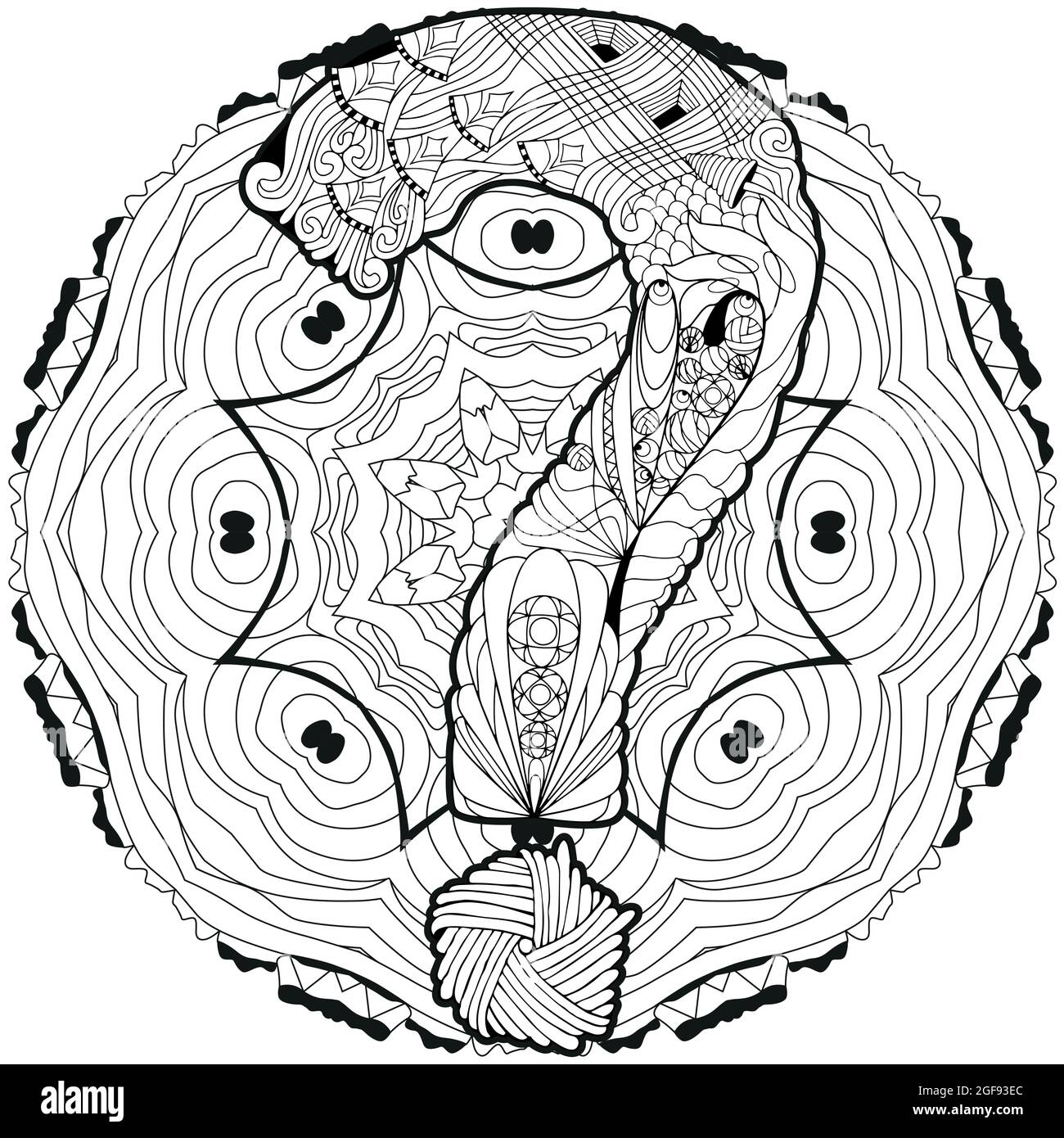 Hand drawn zentangle question mark on mandala. Vector decorative