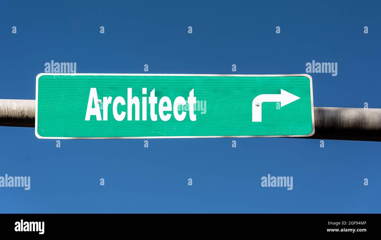 Street Sign the Direction Way to Architect Stock Photo - Alamy