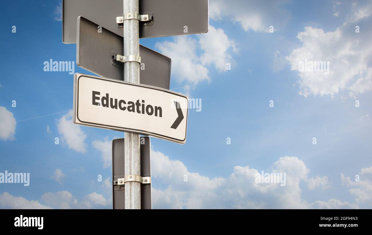 Street Sign the Direction Way to Education Stock Photo - Alamy