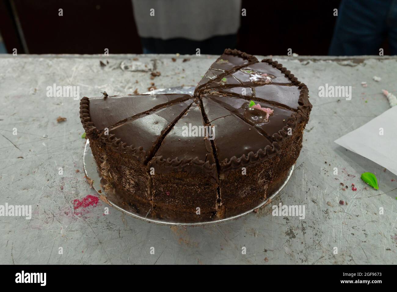 Chocolate cake is being sold at Nahoum and Sons, New Market area. A