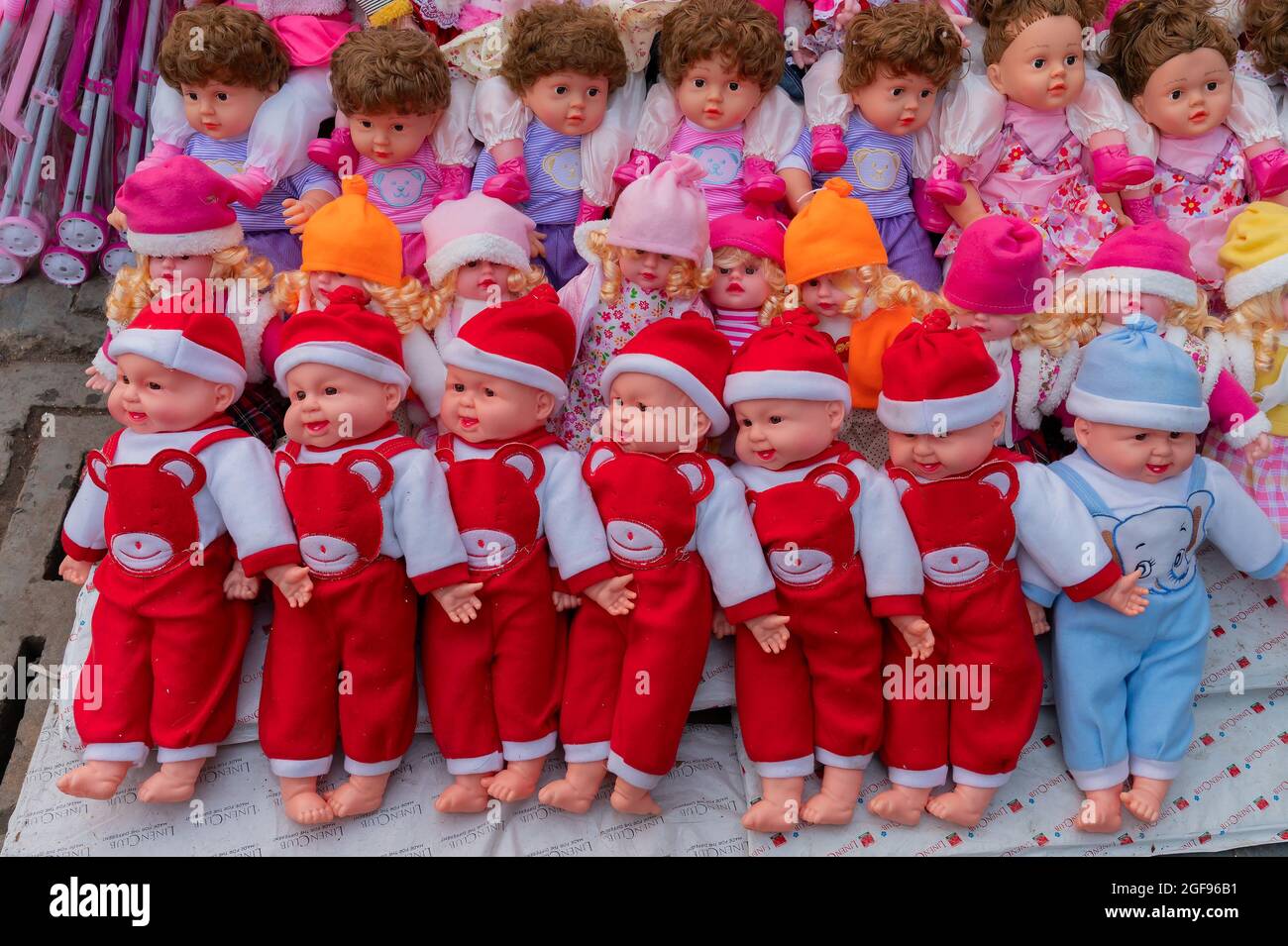 Beautiful cute baby dolls for sale at retail shop at Christmas market, New  Market area, Kolkata, West Bengal, India Stock Photo - Alamy