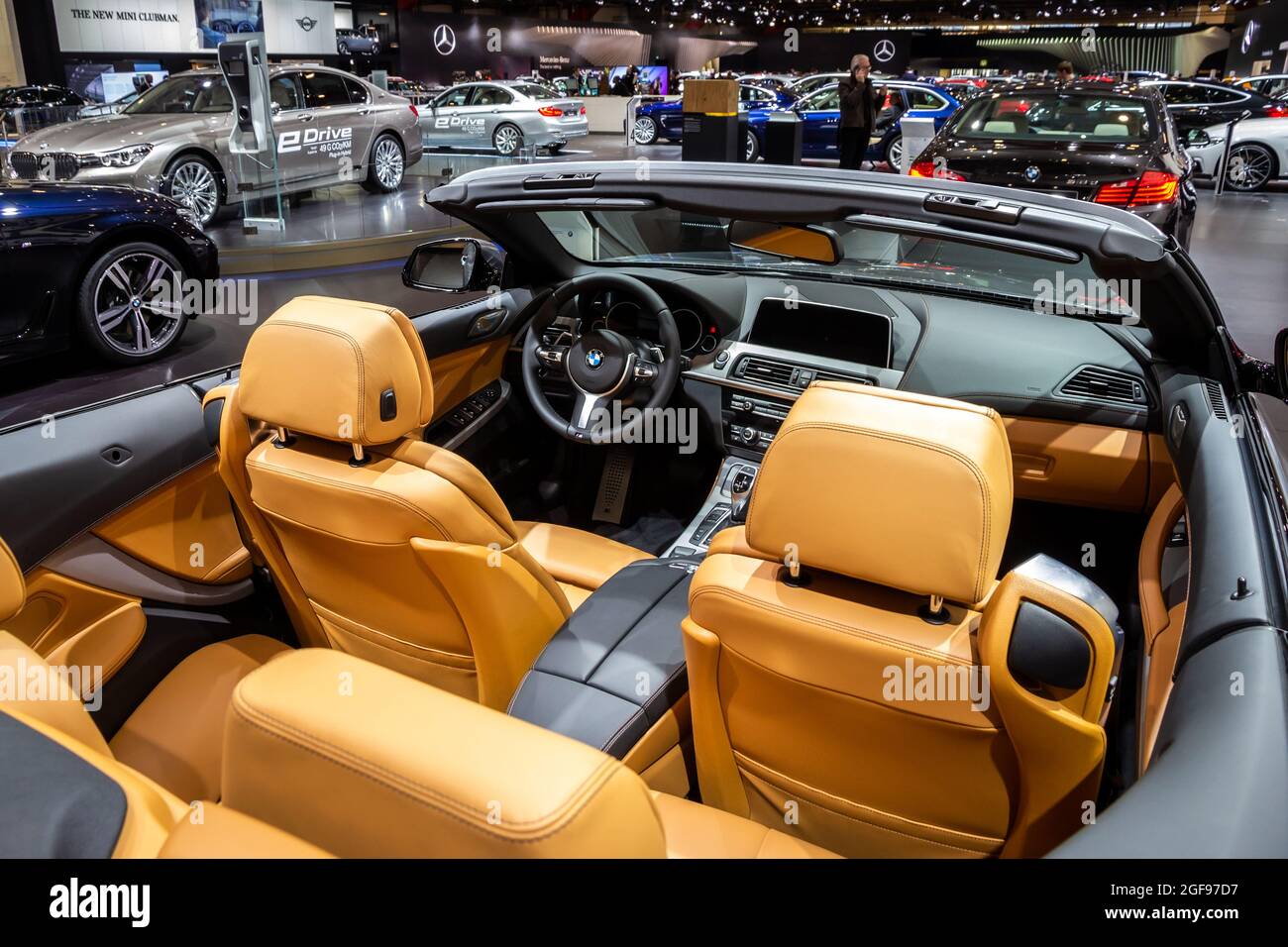 BMW 6 series Cabrio car showcased at the Brussels Expo Autosalon motor show. Belgium - January 12, 2016 Stock Photo