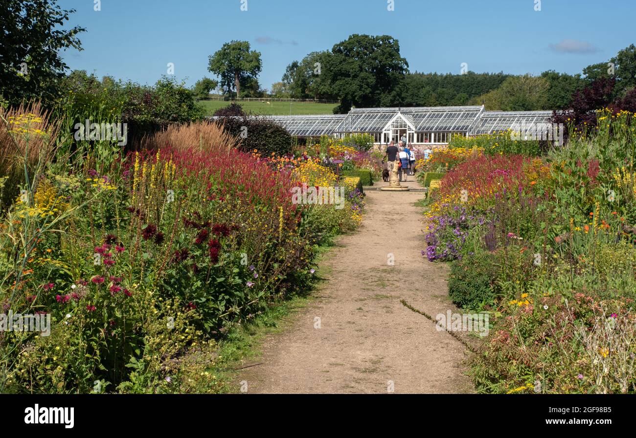 The Hot Border at Helmsley Walled Garden Stock Photo