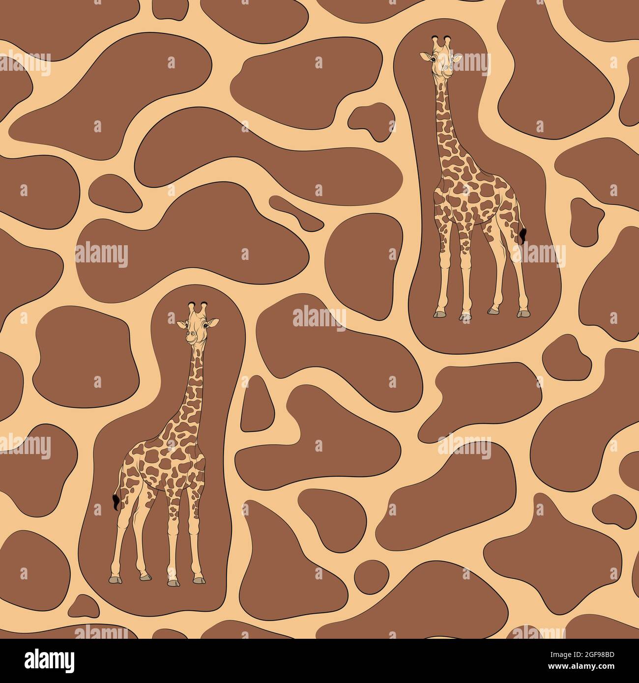 Seamless pattern with a giraffe and texture of the stains on the skin. Vector illustration. Stock Vector