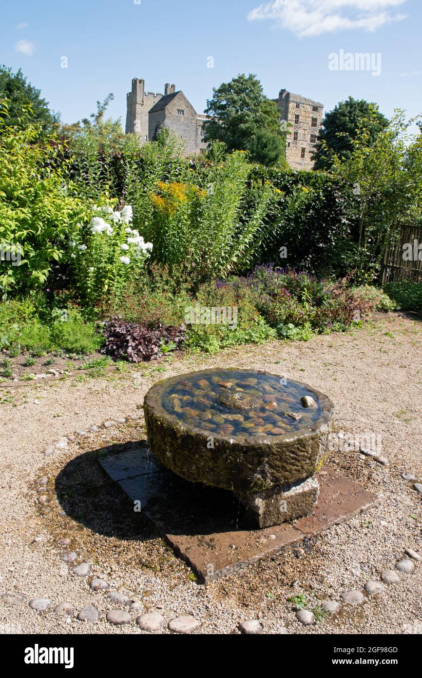 Water feature at Helmsley Walled Garden Stock Photo