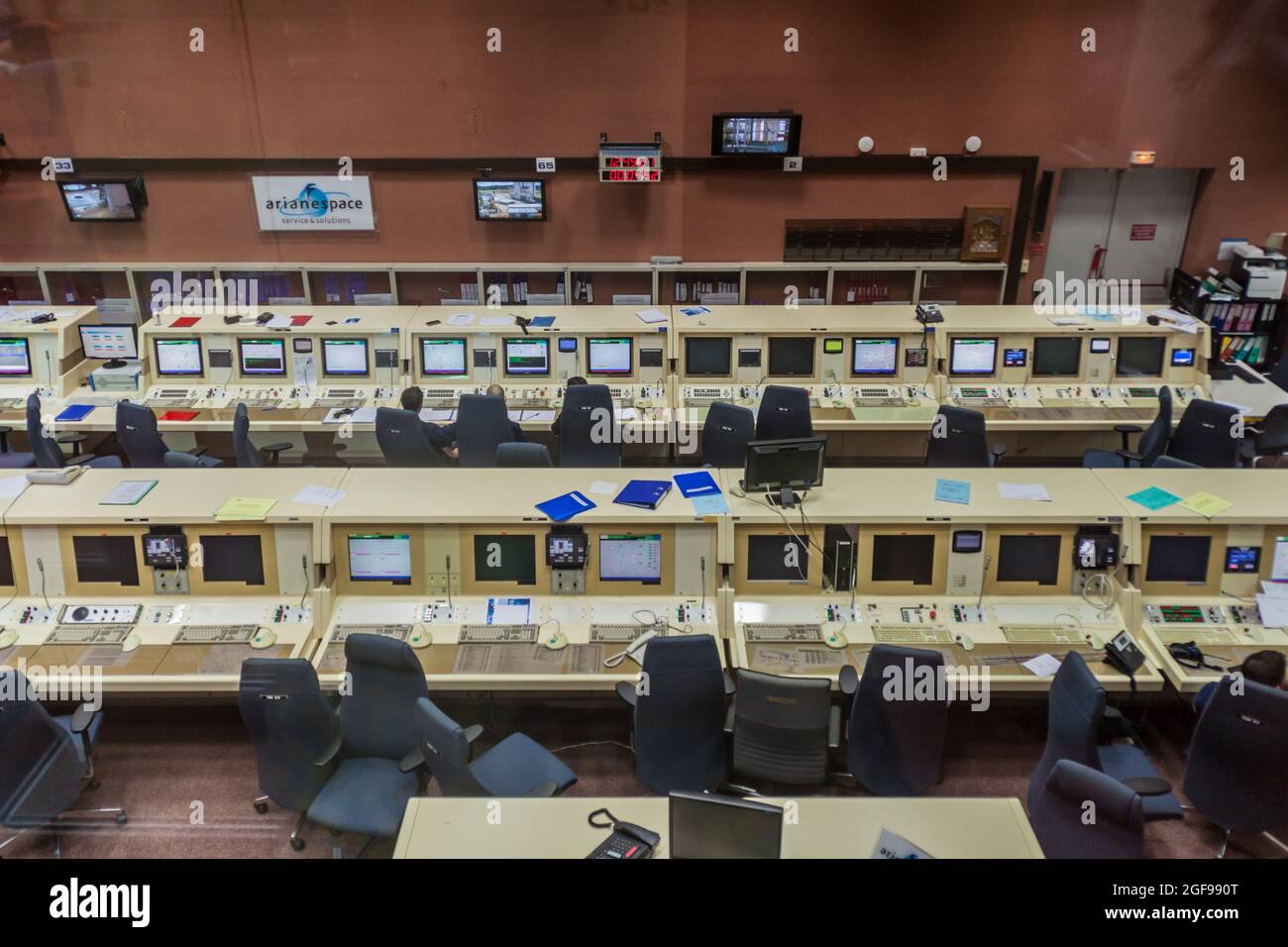 Kourou, French Guiana - August 4, 2015: Ariane 5 Rocket Control Center 