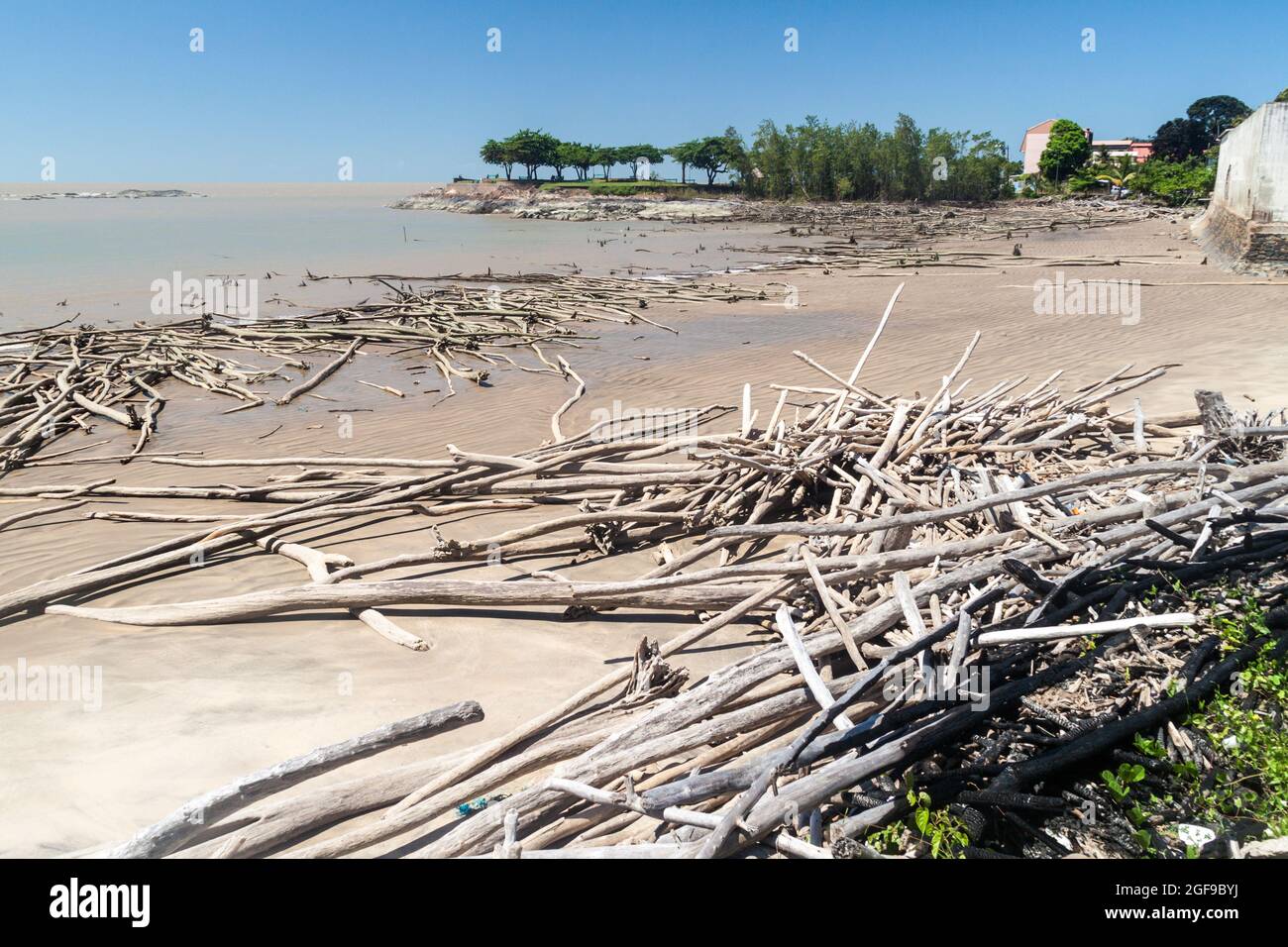Sea in Cayenne, capital of French Guiana, during the low tide. Stock Photo