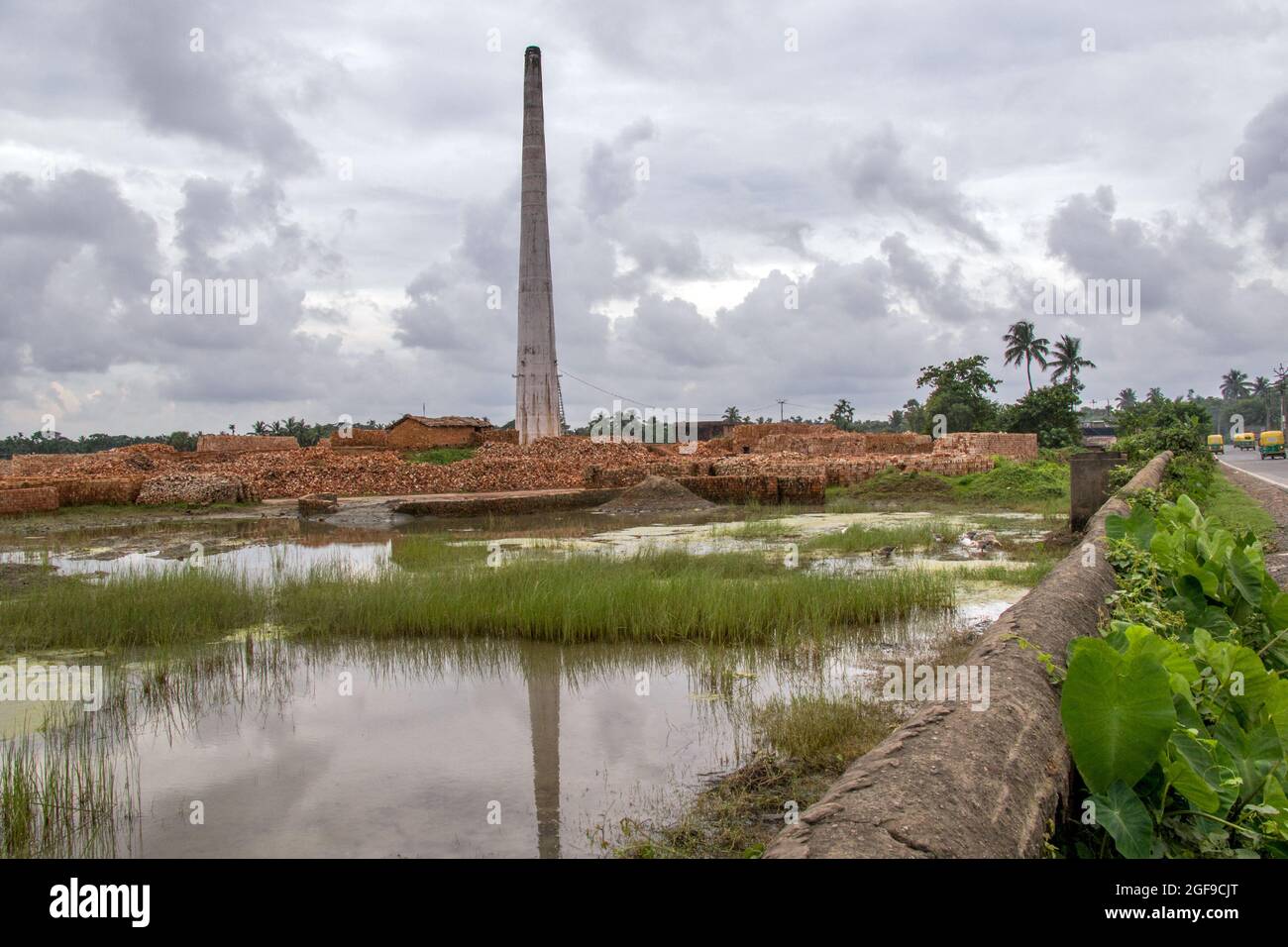 brick kiln and monsoon cloudscape abstract photography Stock Photo