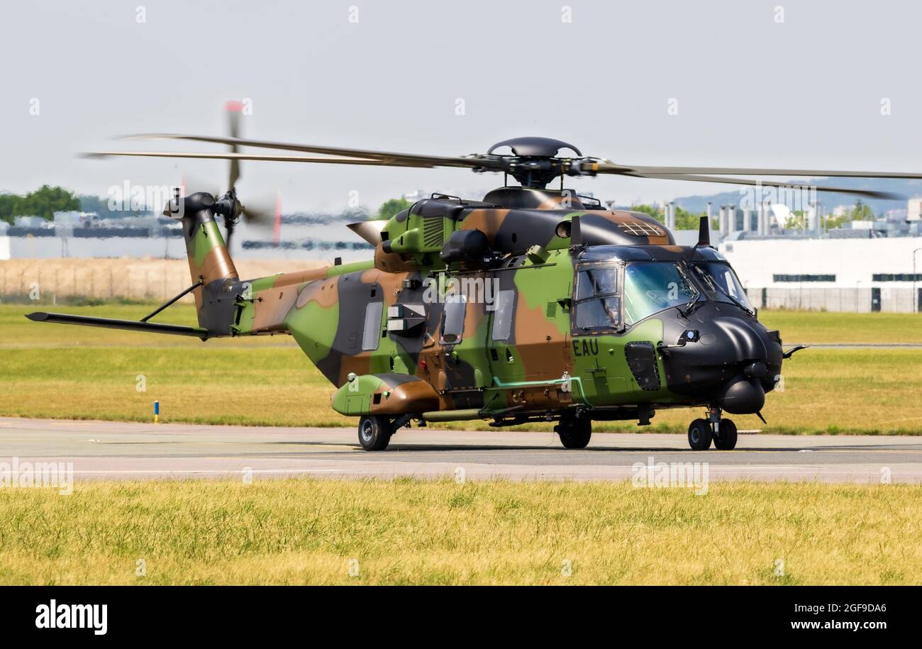 French Army NHIndustries NH90-TTH Caiman utility helicopter at Paris-Le Bourget Airport. France - June 22, 2017 Stock Photo