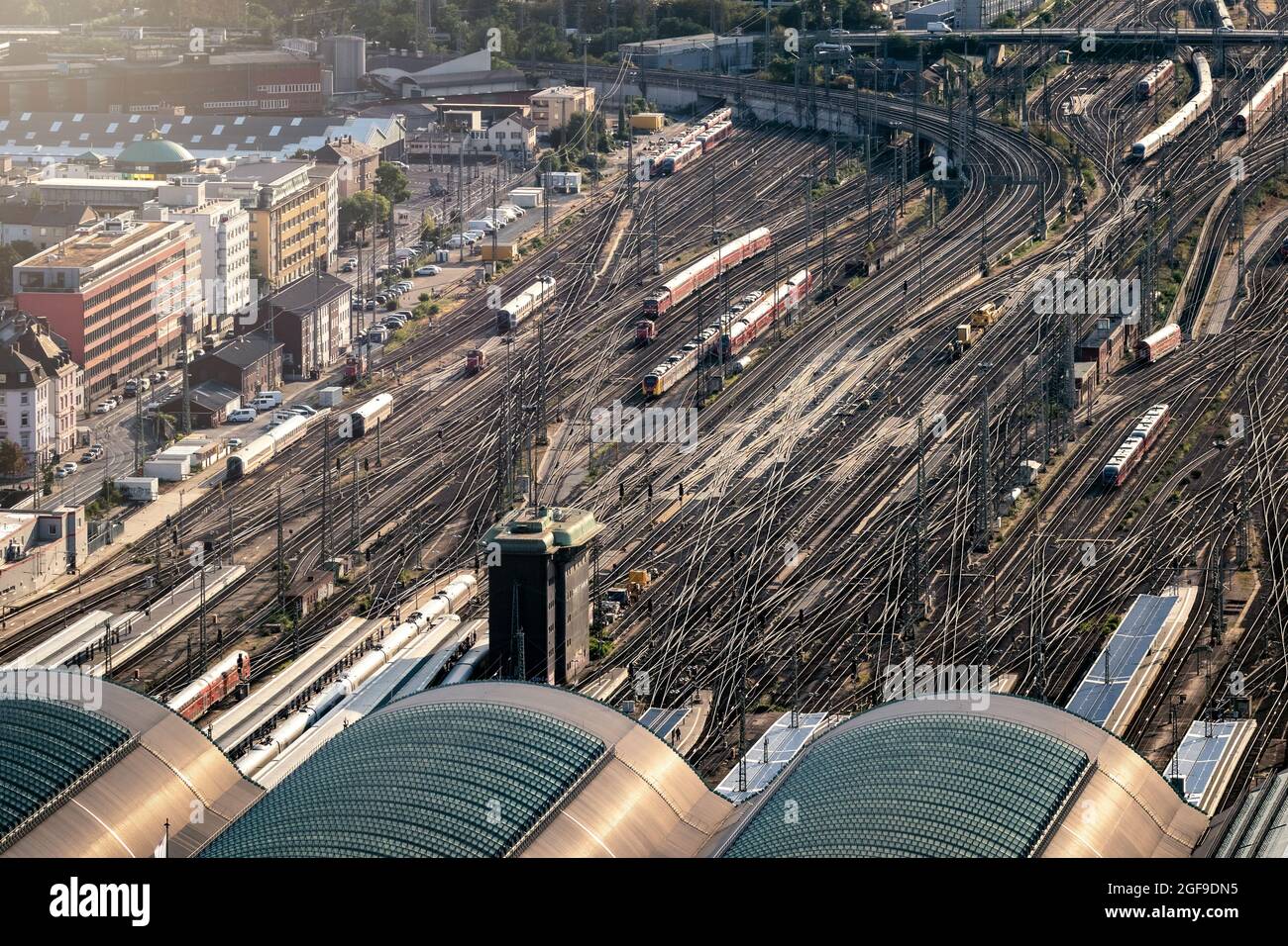 Aerial view of the Frankfurt central train station (Hauptbahnhof) at Franfurt Am Main. Germany - September 10, 2019 Stock Photo