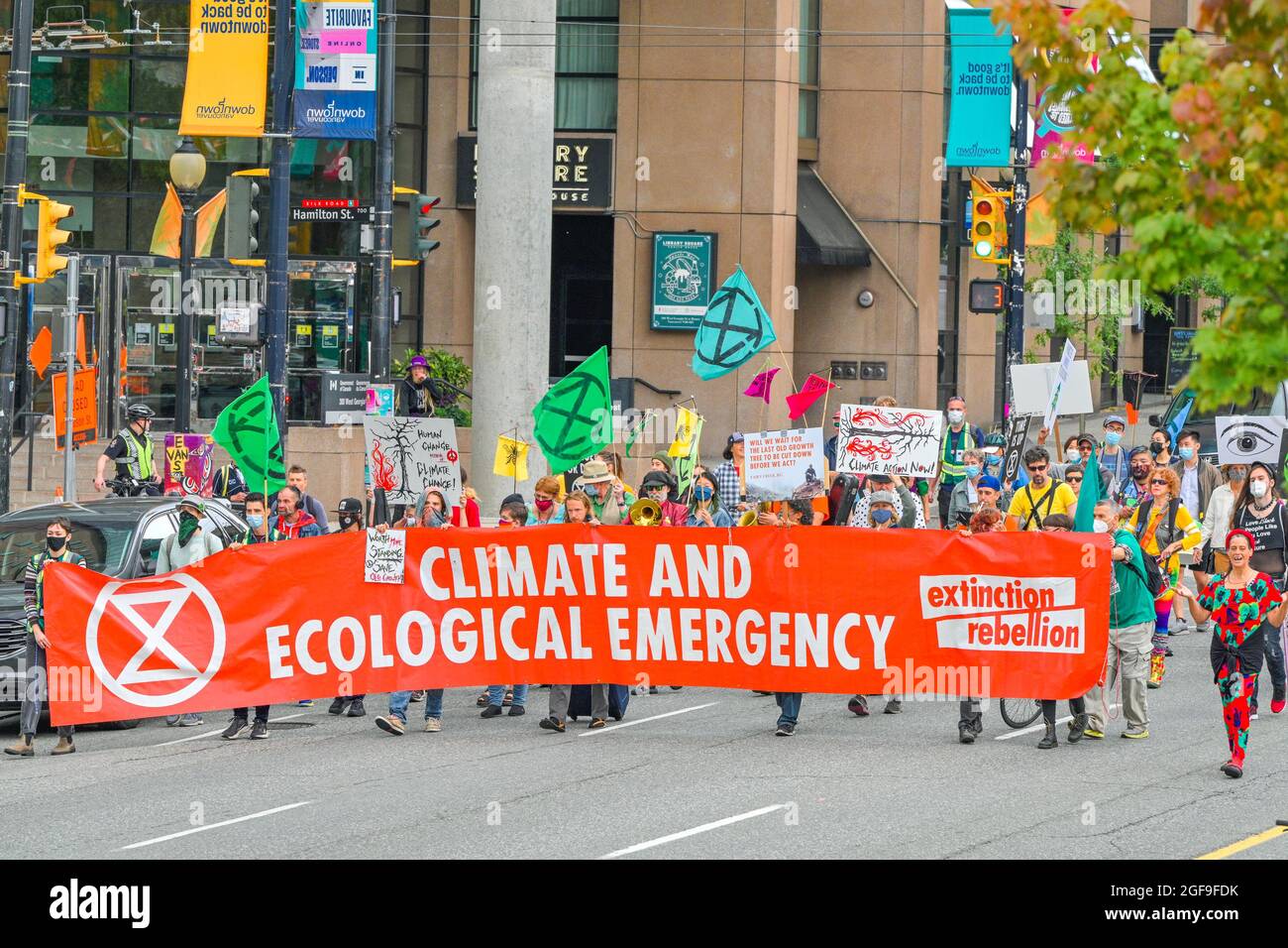 Extinction Rebellion protest march,  Vancouver, British Columbia, Canada Stock Photo