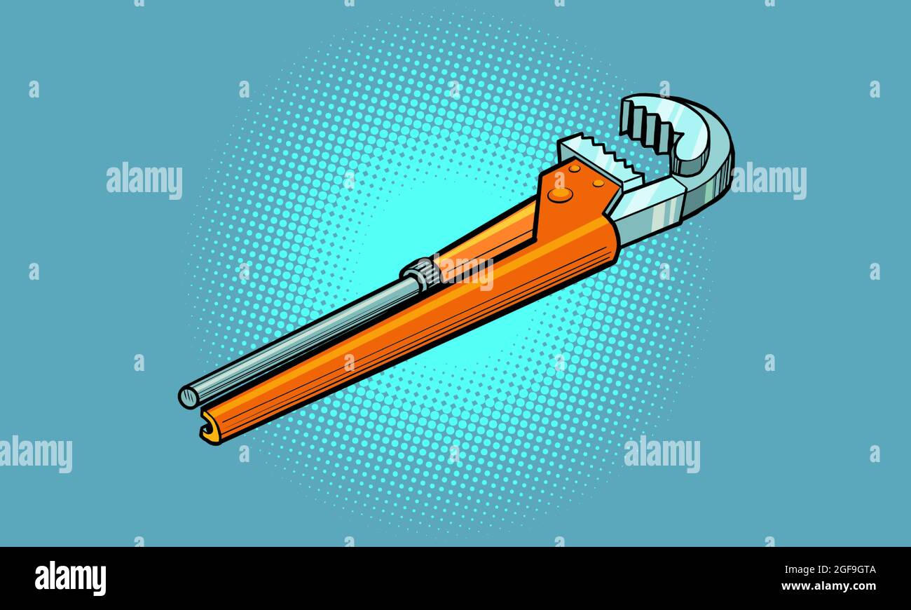 an adjustable wrench is a plumbing tool, an object on an isolated background. Repair of water supply system Stock Vector