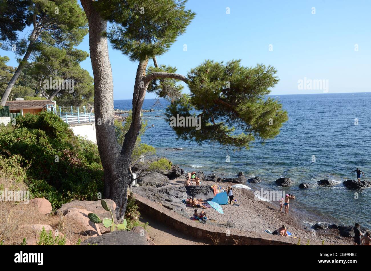 Series of landscapes of the mediterranean seaside taken in august 2021, on the commune of saint raphäel Boulouris in France. Stock Photo